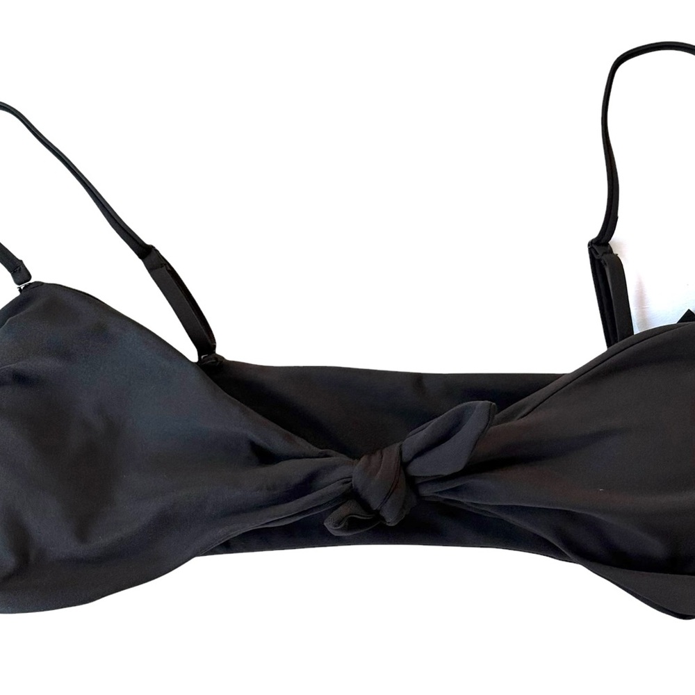 Volcom Black Bandeau bikini top with Center Knot Detail size SMALL  adjustable